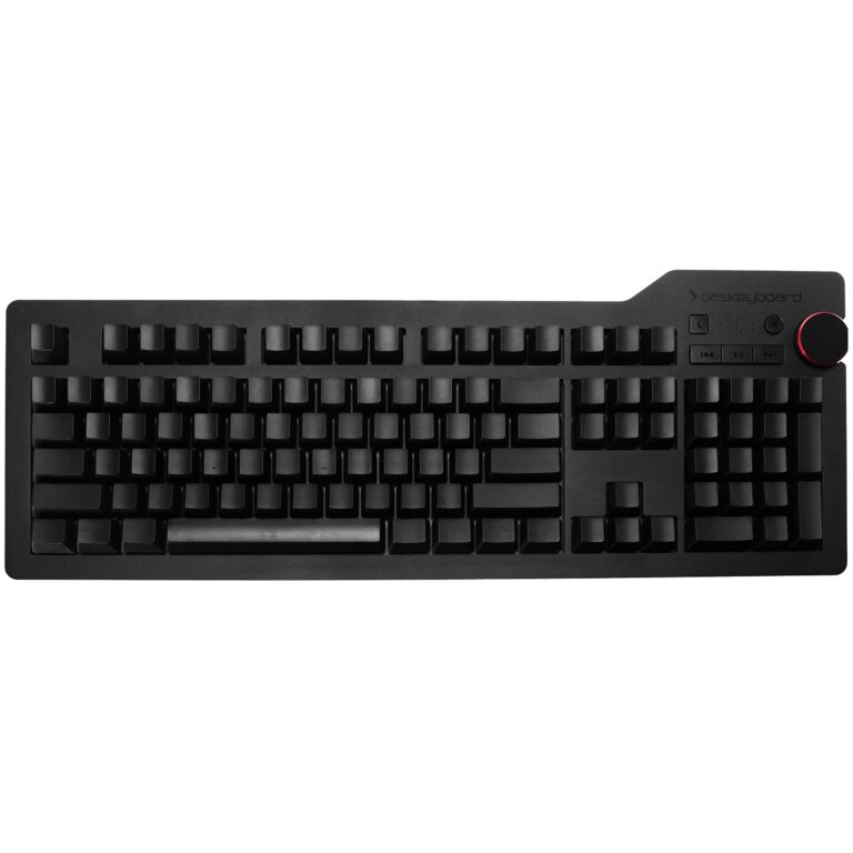 Das Keyboard 4 Ultimate Blank Wired Mechanical Keyboard, Cherry MX Brown Mechanical Switches, 2-Port USB 3.0 Hub, Volume Knob, Aluminum Top (104 Keys, Black)
