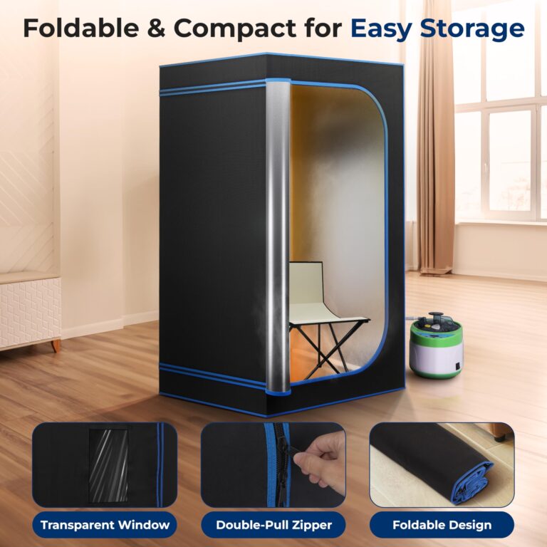 SereneLife Portable Sauna Box for Home, Steam Sauna Tent with Extra Large 4L Steamer - Includes Folding Sauna Chair, Remote Control w/ 9 Heat Levels for in-Home Spa - 2.95' x 2.95' x 5.9' - Image 5