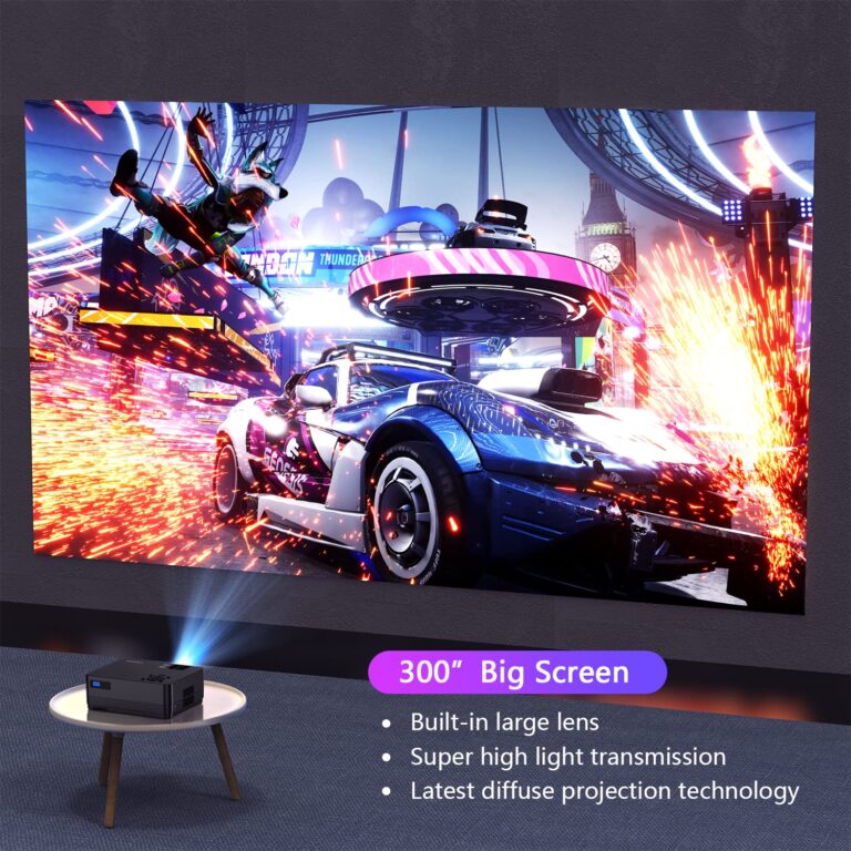 Projector with 5G WiFi and Bluetooth, Native 1080P Projector[Projector Screen Included], Full HD 18000LM Movie Projector, 300" Display Support 4k Home Theater, Compatible with Phone/Laptop/TV Stick - Image 6
