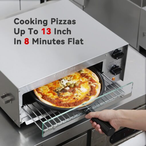 CROSSON Countertop Electric Frozen Pizza Oven For Indoors with 30-minitue Timer,Glass Door and Interior Light,Commercial Pizza Maker for Restaurant and Home Use,120V/1550W (13 Inch) - Image 5