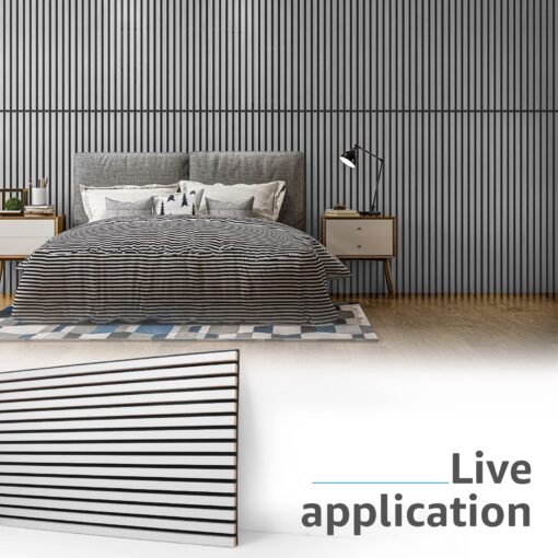 Art3d 4 Wood Slat Acoustic Panels for Wall and Ceiling - 3D Fluted Sound Absorbing Panel with Wood Finish - Brushed Silver - Image 6