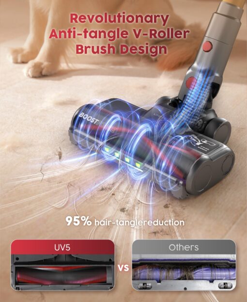 Cordless Vacuum Cleaner, 48Kpa 550W 65Mins Vacuum Cleaners for Home, Vacuum Cleaner with Wall Mount Charging, Anti-Tangle Stick Vacuum Self-Standing, Vacuum Cordless Rechargeable for Pet Hair/Carpet - Image 6