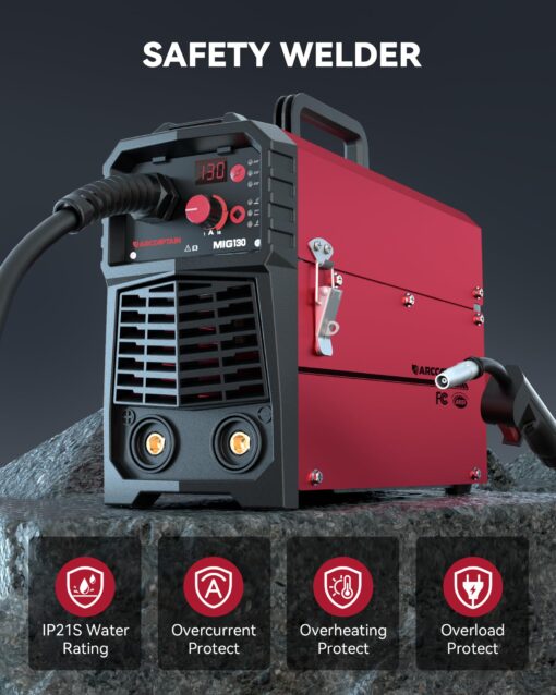 ARCCAPTAIN 130A MIG Welder, 110V Flux Core MIG Welder/Lift TIG/Stick 3 in 1 Welding Machine with Synergy, IGBT Inverter Portable Gasless Welder Equipment with Welding Gun and 2lb Welding Wire - Image 5