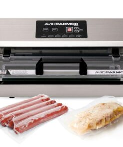 Avid Armor Vacuum Sealer Machine - A100 Stainless Construction, Clear Lid, Commercial Double Piston Pump Heavy Duty 12 Wide Seal Bar Built in Cooling Fan Includes 30 Pre-cut Bags and Accessory Hose