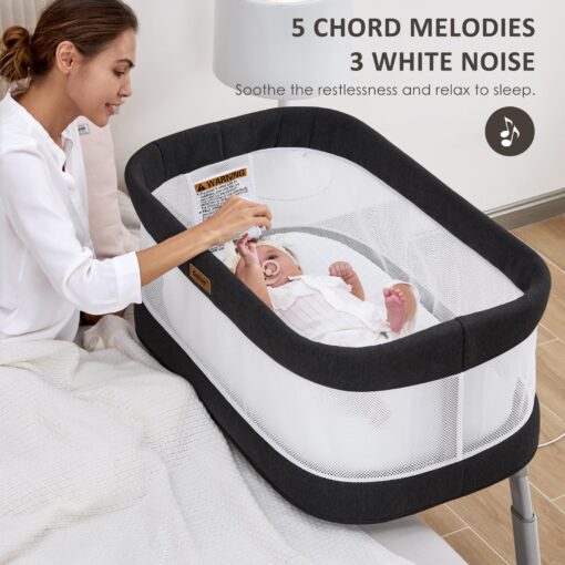 GAIVE Electric Bassinet Baby Bassinets Bedside Sleeper, Auto Rocking Bassinet with Comfy Mattress for Newborn, Portable Bassinets Crib for Infant, Adjustable Height, Breathable Mesh - Image 5