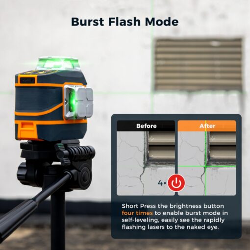 CIGMAN Laser Level CM-801 Laser Level Self Leveling 3x360°3D Green Cross Line for Decoration and Picture Hanging with Two Rechargeable Batteries, Remote Controller and Magnetic L-Shaped Bracket - Image 9