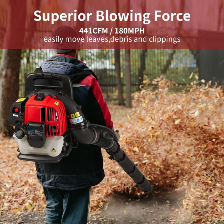 KEZERS Gas Powered Leaf Blower,52cc 2.0HP 2-Cycle Backpack Leaf Blower, 441CFM,180MPH,Air Cooling,Powerful Clearing Performance for Leaves,Snow,Garden,Street - BL-4301 - Image 6