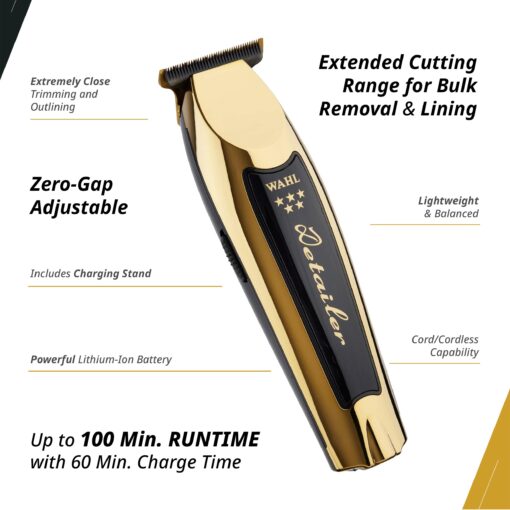Wahl Professional 5 Star Gold Cordless Detailer High Precision Trimmer Lithium Ion Battery - Image 6