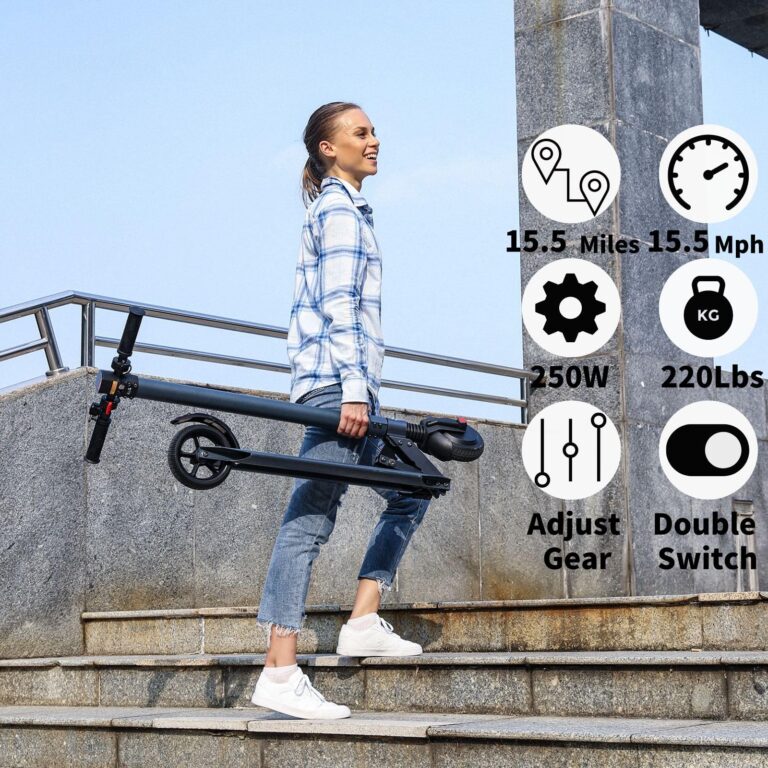 Caroma Electric Scooter Adults, Up to 15.5 Miles Range & 15 MPH Speed, 250W Foldable Electric Scooters for Adults & Kids, Fast Commuting E Scooter for Adult with Braking System, Matte Blue - Image 4