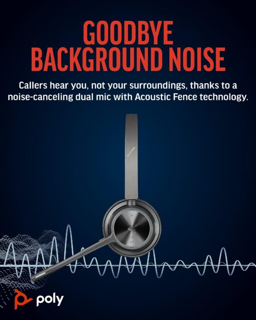 Poly Voyager 4320 UC Wireless Headset (Plantronics) - Stereo Headphones w/Noise-Canceling Boom Mic - Connect PC/Mac/Mobile via Bluetooth - Works w/Teams (Certified), Zoom, & More - Amazon Exclusive - Image 5
