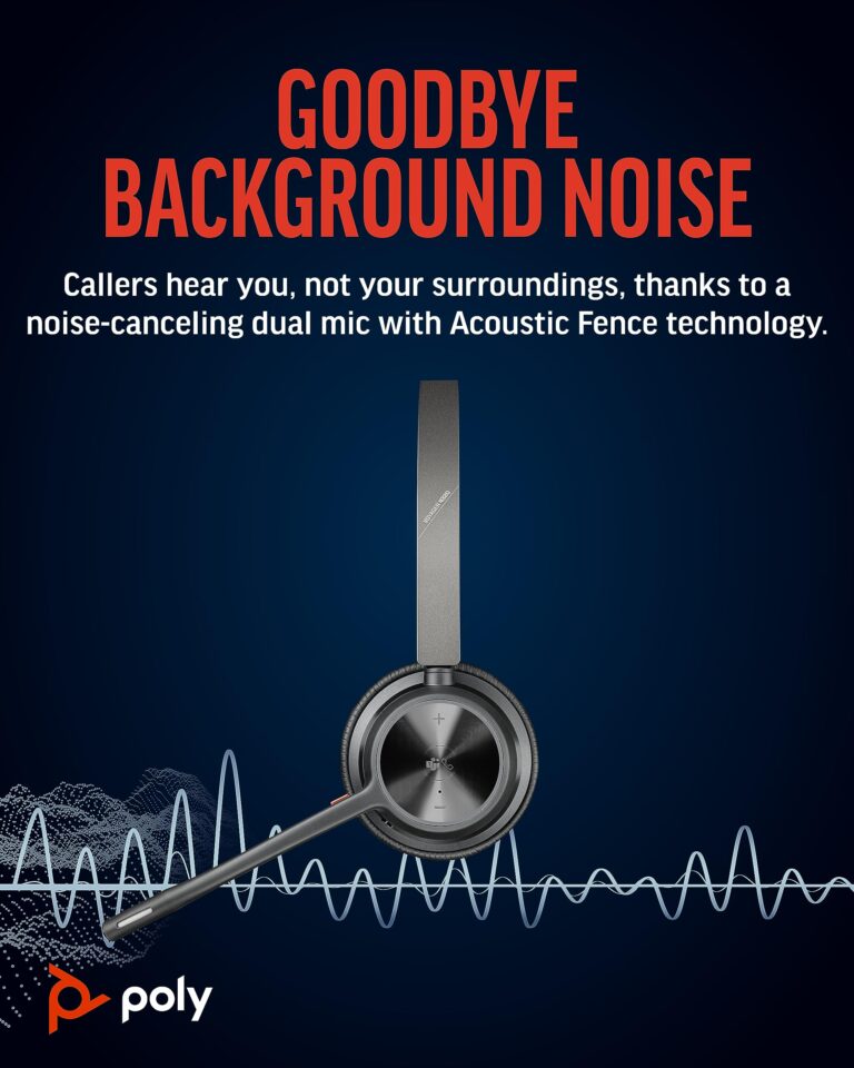 Poly Voyager 4320 UC Wireless Headset (Plantronics) - Stereo Headphones w/Noise-Canceling Boom Mic - Connect PC/Mac/Mobile via Bluetooth - Works w/Teams (Certified), Zoom, & More - Amazon Exclusive - Image 5