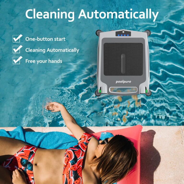 POOLPURE Pool Skimmer Robot with Solar Panel Automatically Design, Pool Surface Skimmer Robotic, Twin Motors Automatic Pool Skimmer (Skimmer with Solar Panel) - Image 7