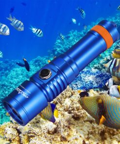 ORCATORCH D710 Scuba Diving Light, 3000 Lumens Super Bright Underwater Flashlight with 6 Degrees Narrow Beam, IP68 Waterproof Night Dive Torch 150 Meters Submersible Light (Blue)