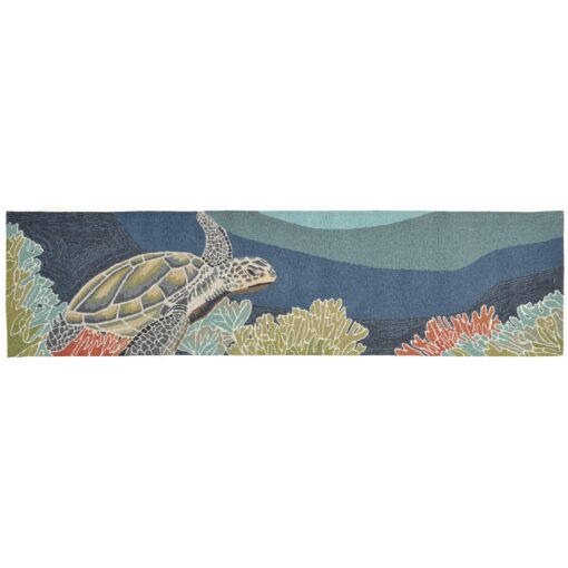 Liora Manne Ravella Indoor Outdoor Rug - Nautical Rug, Sea Life & Ocean Theme Decor, Comfortable & Durable, UV Stabilized, Stain Resistant Rug, Ocean Blue, 2' x 8' - Image 8
