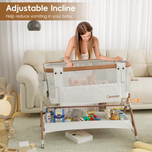 STARMONS Bassinet Bedside Sleeper, Rocking Bassinet for Baby, 3 in 1 Crib with 6 Adjustable Height,Breathable Mesh and Lockable Wheels, Baby Must Haves for Newborns - Image 6