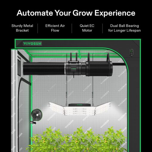 VIVOSUN Smart Air Filtration G8 Kit 8", AeroZesh G8 Inline Duct Fan with E12 Speed Controller, Carbon Filter & 25' Ducting, Cooling & Ventilation System for Grow Tents, Indoor Gardening, Hydroponics - Image 9