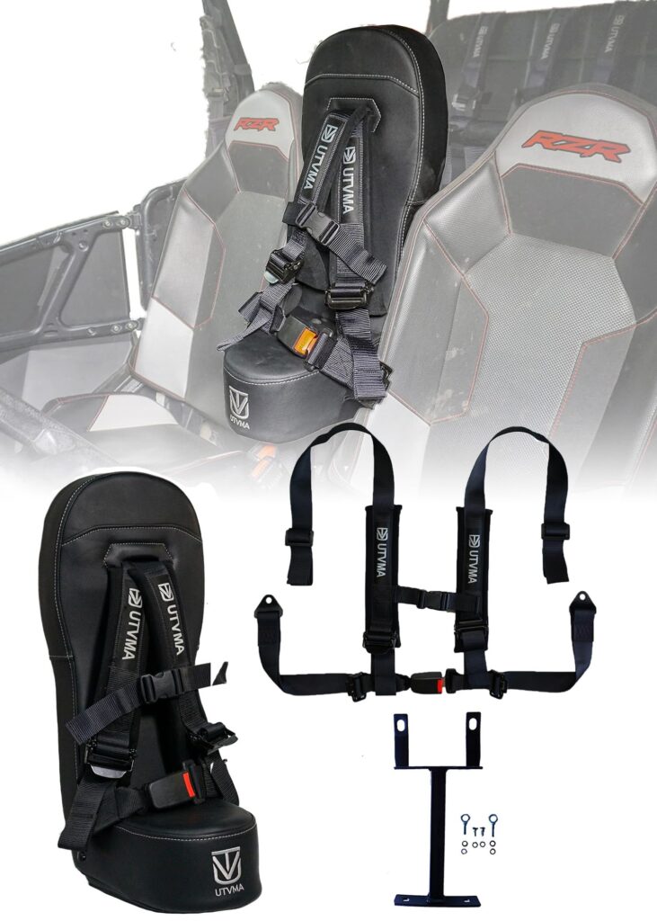 UTVMA RZR 1000 and 900 (2014-2023) Bump Seat with 4-Point Harness | Kids Seat | Jump Seat | All Models (XP, Turbo, Turbo S, High Lifter, Sport, Premium, Ultimate) (Black) - Image 9