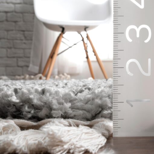 nuLOOM Brooke Shag Tasseled Area Rug - 9x12 Shag Area Rug Casual Grey/Ivory Rugs for Living Room Bedroom Dining Room Nursery - Image 2