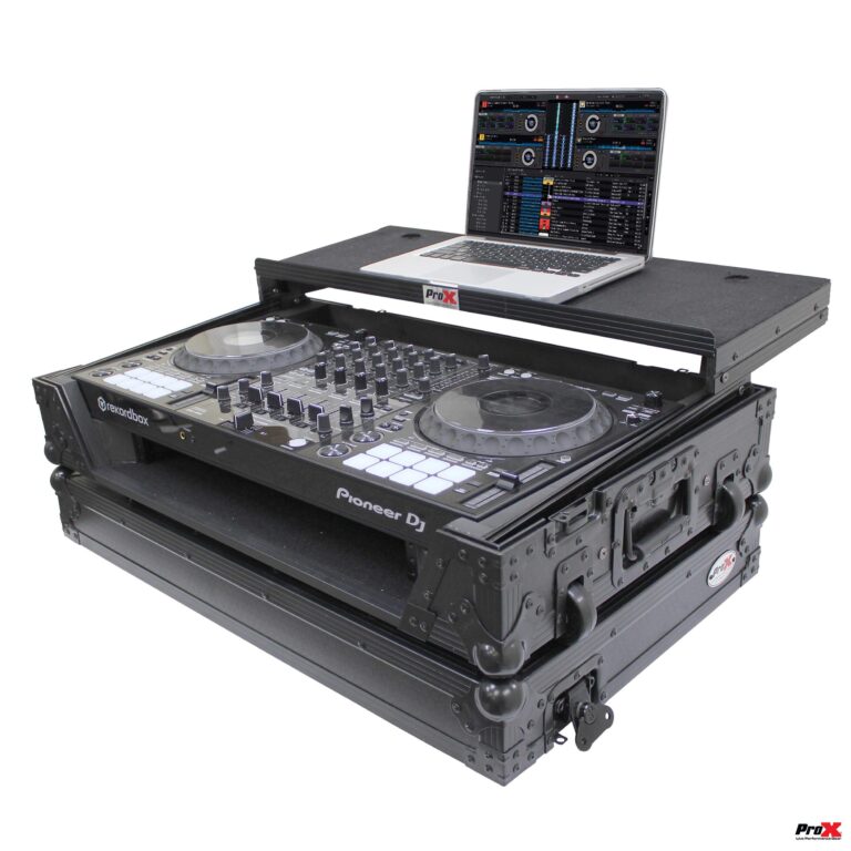 ProX Flight Case for Pioneer DDJ-1000 & DDJ-1000 SRT Digital Controller with Sliding Laptop Shelf & Wheels - Black on Black Design - XS-DDJ1000WLTBL - Image 9