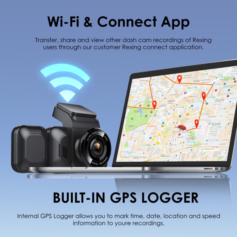 RexingUSA 4K 3-Channel Dash Cam with Wi-Fi, GPS, Voice Control, G-Sensor, and Loop Recording – Super Capacitor, 170° Wide Angle, 32GB MicroSD Included - Image 3