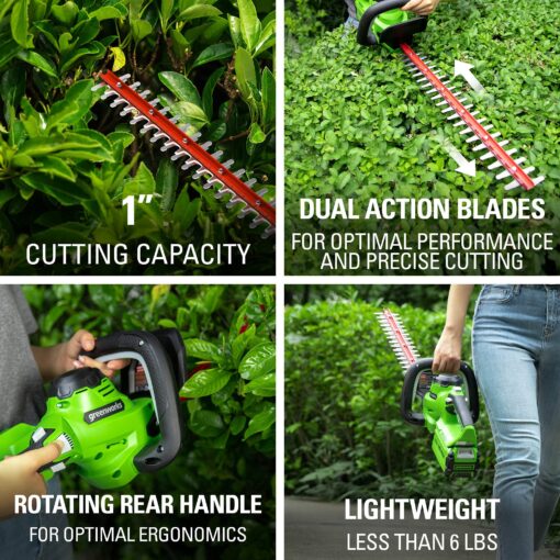 Greenworks 40V 24" Cordless Hedge Trimmer (1" Cutting Capacity), Tool Only - Image 8