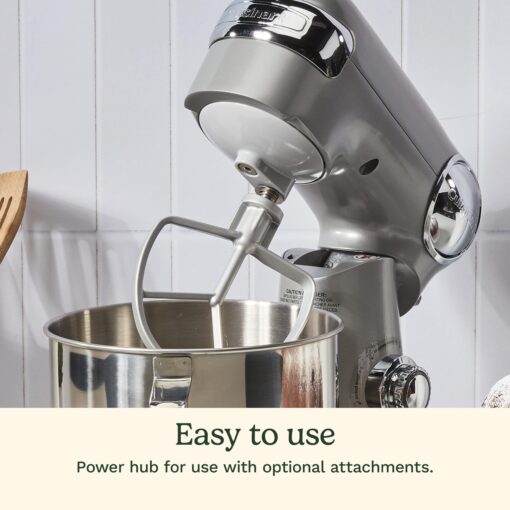 Cuisinart Stand Mixer, 12 Speeds, 5.5-Quart Mixing Bowl, Chef's Whisk, Flat Mixing Paddle, Dough Hook, and Splash Guard with Pour Spout, Silver Lining, SM-50BC, Silver Lining - Image 3