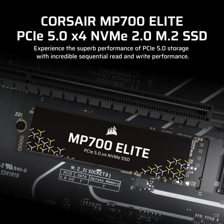 Corsair MP700 Elite 2TB PCIe 5.0 x4 NVMe M.2 SSD – Up to 10,000MB/sec – High-Density 3D TLC NAND – M.2 2280 - DirectStorage Compatible – Black - Image 8