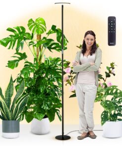 chiphy Grow Lights, 85" Full Spectrum Plant Light for Indoor Plants, 4/8/12H Timer, 60W Grow Lamp, 10 Dimmable Brightness, Height Adjustable, Remote Control, Ideal for Tall Small Plants