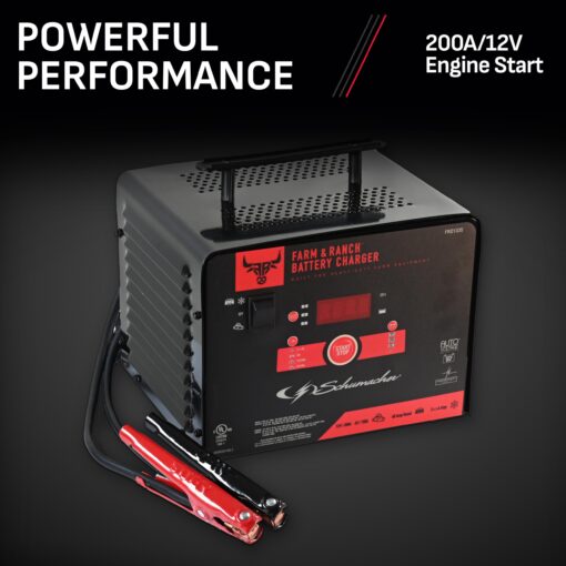 Schumacher Electric Farm and Ranch Battery Charger and Engine Starter, FR01335, 4-in-1, Fully Automatic, 200A/150A Engine Start, 40/20 Amp Boost Mode, 6V/12V, for Automotive & Marine Batteries - Image 4