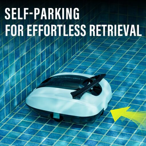 Starrybot Cordless Robotic Pool Cleaner, Portable Swimming Robotic Pool Vacuum with Self-Parking Technology for Above-Ground Pools,150Mins Runtime,Pool up to 900 Sq.Ft - Image 4