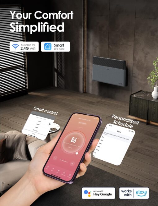 Ballu Convection Panel Space Heater,Whole Room Heater for Indoor Use Large Room with LED Display Remote,Wifi App,Portable Standing Wall Mount,Electric Heaters for Bedroom,Living room,Work with Alexa - Image 4