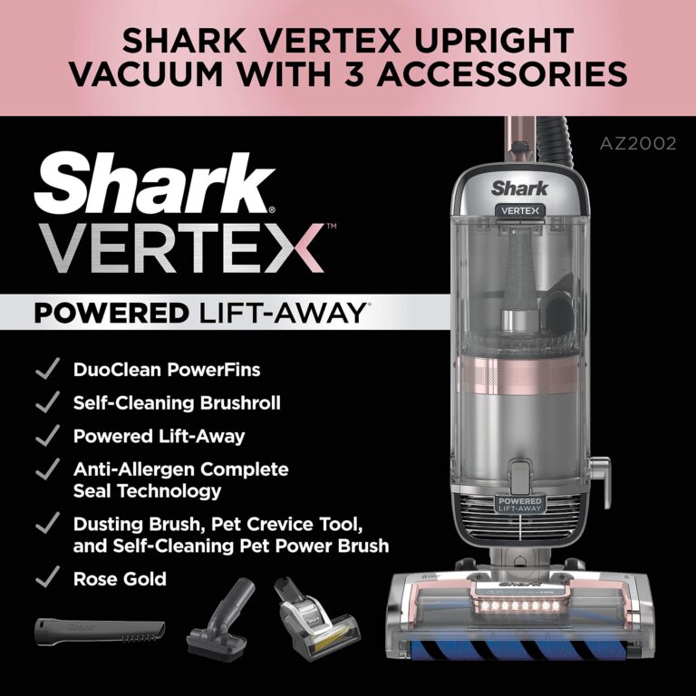 Shark AZ2002 Vertex DuoClean PowerFins Upright Vacuum with Powered Lift-Away Self-Cleaning Brushroll and HEPA Filter, 1 Quart Dust Cup Capacity, Rose Gold (Renewed) - Image 9