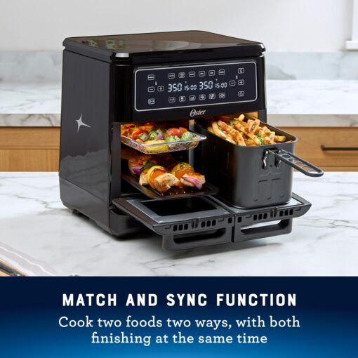 Oster 11-Quart Flex Air Fryer Oven, Dual Air Fryer with 2 Cooking Zones, Double Air Fryer with 6 Cooking Functions, Large Air Fryer with 2 Frying Baskets - Image 5