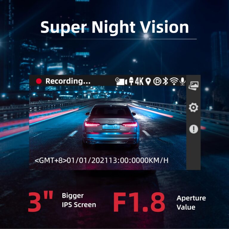 Miofive Dash Cam Car Front Rear 4K+4K WiFi Bluetooth Dash Cam with 64GB SD Card, Dual Car Camera with Parking Monitoring, Super Night Vision, HDR, G-Sensor, Loop Recording, App Control, Max 512GB - Image 3