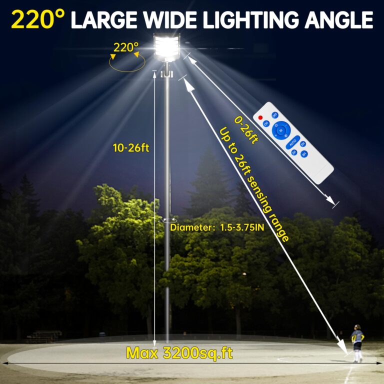 JAYNLT Y-5200W Solar Street Lights Outdoor,520000LM 6500K Commercial Parking Lot Lights Dusk to Dawn, Waterproof Solar Security Flood Lights with Motion Sensor and Remote for Yard, Garage, Driveway - Image 4