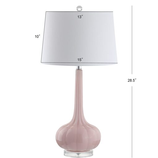 JONATHAN Y JYL1079A-SET2 Set of 2 Table Lamps Bette 28.5" Glass Teardrop LED Table Lamp Contemporary Bedside Desk Nightstand Lamp for Bedroom Living Room Office College Bookcase, Pink - Image 5