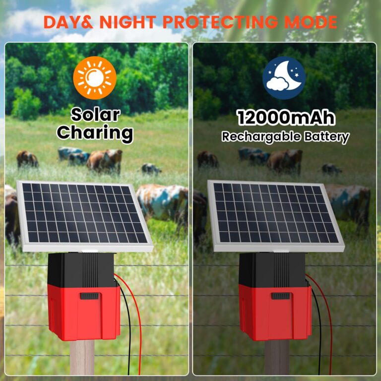 Solar-Powered Electric Fence Charger with Alarm - 1.2J Energizer, 12000mAh Battery & 10W Panel for 20-Mile Range Security - Ideal for Cattle, Sheep, Goats, Chickens, Poultry Farms - Image 6