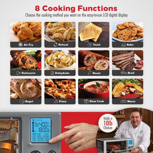 Emeril Lagasse Everyday 360 Stainless Steel Air Fryer, 360° Quick Cook Technology, XL capacity, 9-in-1, 12 Pre-Set Cooking Functions including Bake, Rotisserie, Broil, Pizza, Slow Cook, Toaster - Image 5