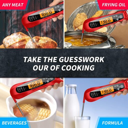 NIUTA Meat Thermometer Digital, 1 Sec Instant Read, NIST Certified Accurate to ±0.5℉, Ultra Bright LED Screen, 100% Waterproof, Auto-Rotate, BBQ/Smoker/Candy, Valentines Gift, HD-AAA - Image 3