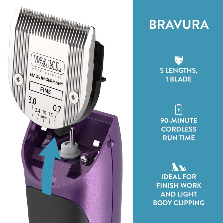 Wahl Professional Animal Bravura Pet, Dog, Cat, and Horse Corded/Cordless Clipper Kit, Purple (#41870-0423) - Image 7