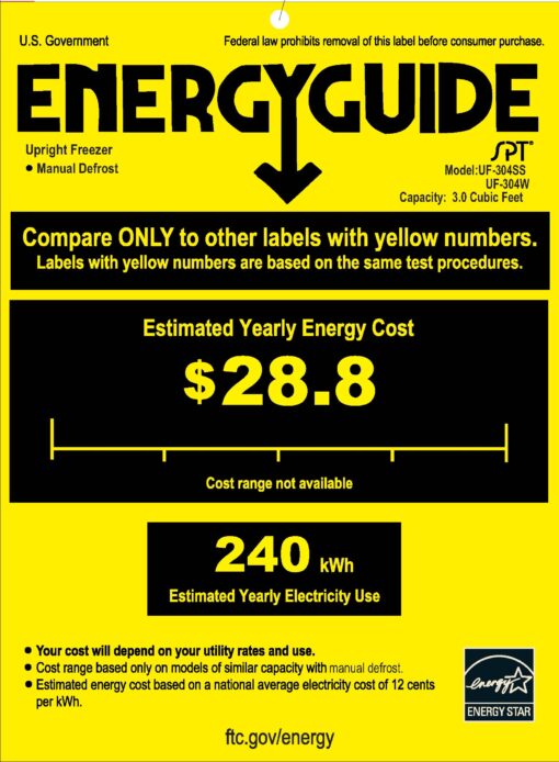 SPT UF-304SS: 3.0 cu.ft. Upright Freezer in Stainless Steel - ENERGY STAR - Image 6