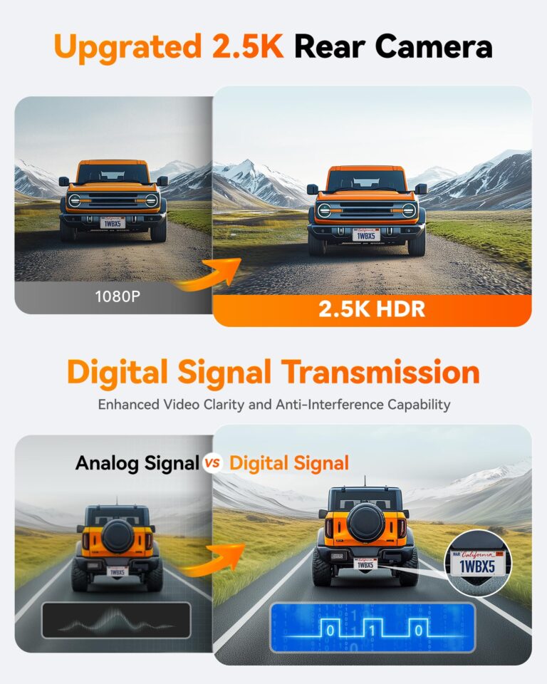 WOLFBOX X5 New 3 Channel 4K HDR Dash Cam, STARVIS 2 IMX678,4K+2.5K+1080P Front and Rear Inside Car Camera with 128GB Card, Voice Control, 5.8GHz WiFi GPS, Touch Screen, Digital Signal, Support 512GB - Image 8