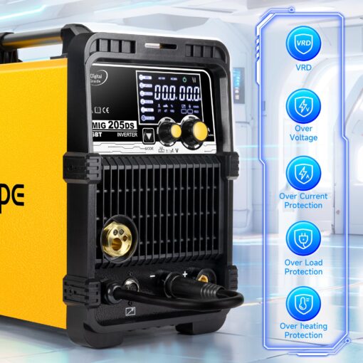 Sefaspe 205A MIG Welder, 110/220V Dual Voltage Aluminum Welding Machine, 6 in 1 Gas MIG/Gasless Flux Core/Stick/Lift TIG/Spool Gun/MIG MIX. Multiprocess Welders - Image 5