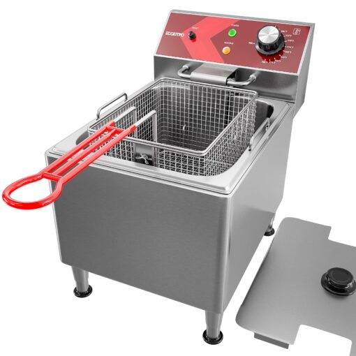 EGGKITPO Deep Fryer with Basket Commercial 12L Electric Countertop Fryer Stainless Steel Deep Fryers for Restaurant Home Use with Extra Large Frying Basket and Lid, 120V, 1800W