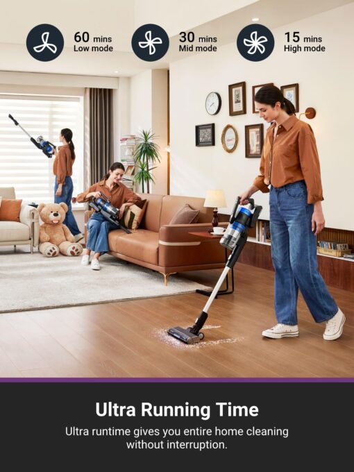 Eureka Cordless Vacuum Cleaner, Vacuum Cleaner for Home Rechargeable, Lightweight Stick Vacuum for Hardwood and Pet Hair, Blue w/Clean Station, NEC490BL - Image 2