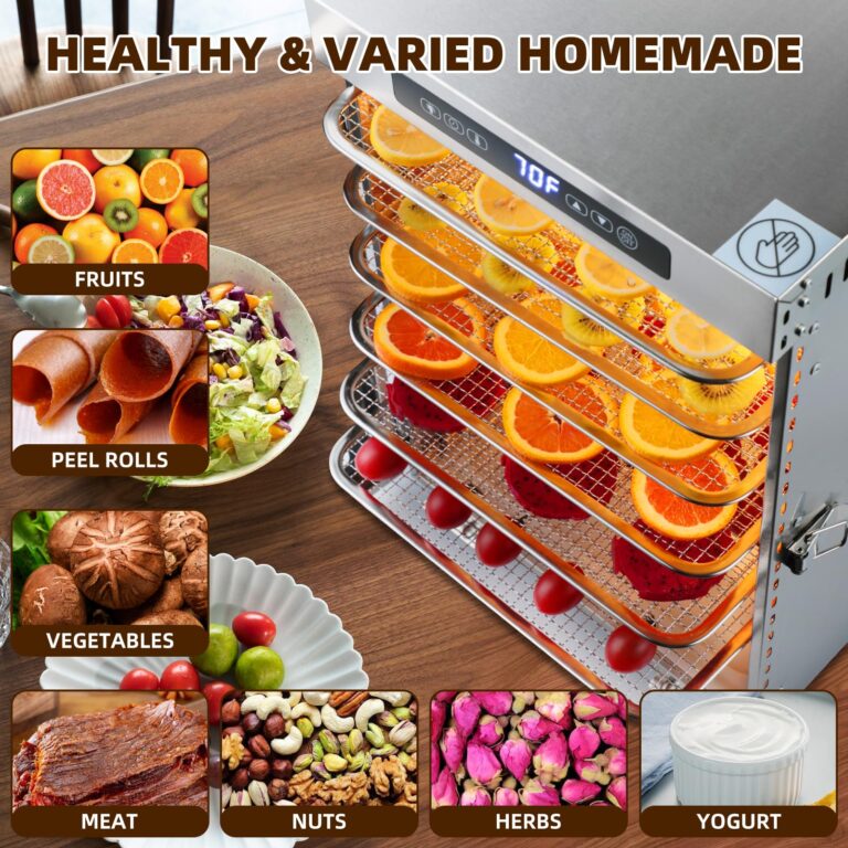 Food-Dehydrator Machine 9 Stainless Steel Trays, 1000W Fruit Dehydrator,7.7ft² Meat Dryer for Jerky,190ºF Temperature Control,24H Timer Dryer Machine for Herbs,Beef - Image 4
