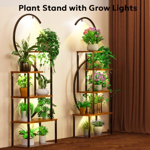 Plant Stand Indoor with Grow Lights, Large Plant Stands for Indoor Plants Multiple, 67" Tall Plant Shelf Indoor, 10 Lights Tiered Plant Holder, Lighted Corner Plant Stand for Home Decor (Left & Right) - Image 5