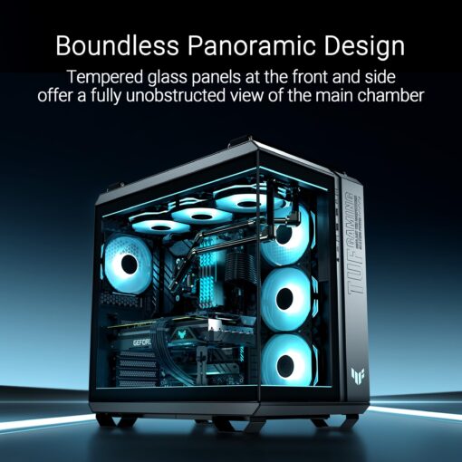 ASUS TUF Gaming GT502 Horizon ATX Mid-Tower Gaming Case (Boundless Panoramic Design, Dual-Chamber, Independent CPU and GPU Cooling Zones, Tool-Free Side Panels, USB 10 Gbps Type-C® Front Panel) - Image 15