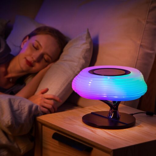 MODIRNATION Bonsai Modern LED Bedside Smart Table Lamp with Built-in TWS Bluetooth Speaker and Qi Wireless Charger for Home and Office, Stepless Dimming with Sleep Mode (Clouds) - Image 3