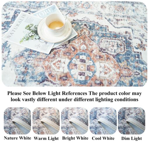 Washable 3x18 Hallway Runner Rug: Vintage Low Pile Soft Kitchen Entry Runner Long Non-Shedding Distressed Carpet for Living Room Dining Room Non Slip Thin Floor Mat for Bathroom Bedroom (3X18, Brick) - Image 4